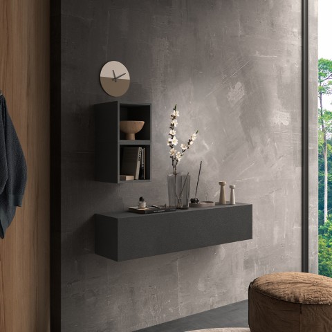 Minimalistyczna szafka wisząca do przedpokoju antracytowa z drzwiami Infinity 59 Promocja