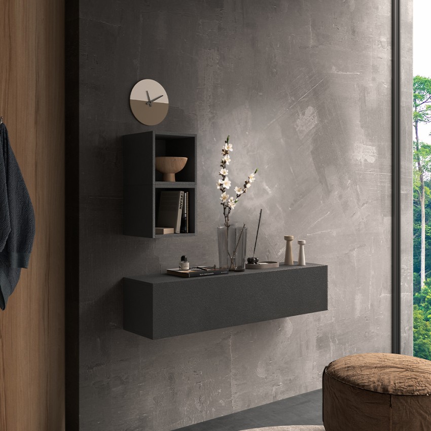 Minimalistyczna szafka wisząca do przedpokoju antracytowa z drzwiami Infinity 59 Promocja