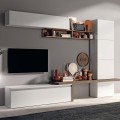 Nowoczesna meblościanka z miejscem na TV, białe lakierowane drewno Fantasy 03 Promocja