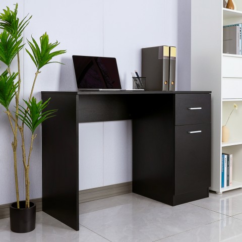 Biurko w stylu nowoczesnym czarne oszczędzające miejsce z drzwiczkami i szufladą Lythes Dark Promocja