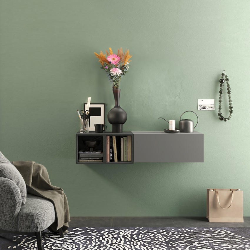 Nowoczesna wisząca półka na przedpokój, szary, biały połysk, Infinity 56 Oferta Nowoczesna wisząca półka na przedpokój, szary, biały połysk, Infinity 56 Oferta
