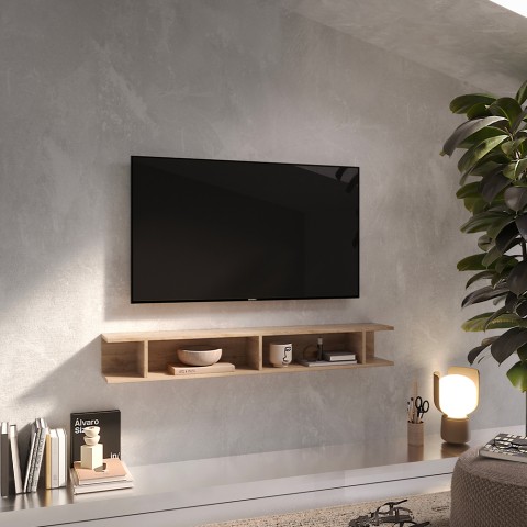 Szafka na przedpokój z półką, nowoczesny wiszący stolik TV z drewna Infinity 50 Promocja