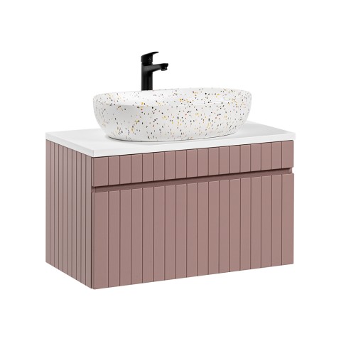Szafka łazienkowa wisząca 80x46 umywalka wolnostojąca różowo-biała Lili 80 Promocja