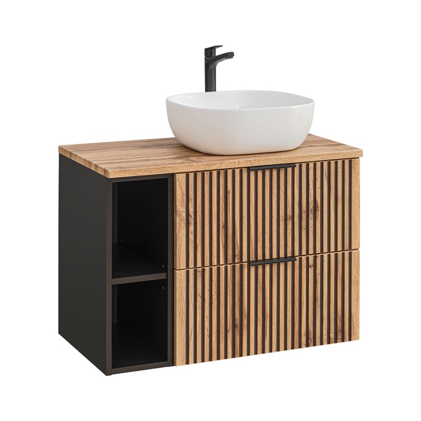 Szafka łazienkowa wisząca drewniana umywalka nablatowa ceramiczna Xilo Promocja Szafka łazienkowa wisząca drewniana umywalka nablatowa ceramiczna Xilo Promocja