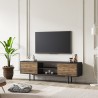 Komoda szafka TV w nowoczesnym stylu z czarnymi frontami drewnianymi 160x35x52cm Colosseo Rabaty