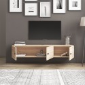 Komoda szafka TV wisząca biała drewno nowoczesny design 150x32x28cm Leo Cena