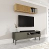 Komoda szafka TV czarna w minimalistycznym nowoczesnym stylu 2-drzwiowa 153x35x50cm Leroy Rabaty