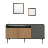 Kredens do salonu nowoczesny 150 cm czarny drzwi z drewna 2 lustra Fleury Oferta