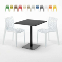 Czarny kwadratowy stolik 70x70 cm z 2 kolorowymi krzesłami Gruvyer Kiwi Oferta