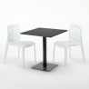 Czarny kwadratowy stolik 70x70 cm z 2 kolorowymi krzesłami Gruvyer Kiwi 