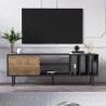 Komoda TV nowoczesny 160 cm do salonu drzwi półki biało-czarny Kostan Oferta