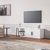 Komoda TV 150 cm nowoczesna do salonu biały połysk czarny 2-drzwiowa Hyeres Promocja