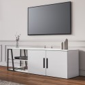 Komoda TV 150 cm nowoczesna do salonu biały połysk czarny 2-drzwiowa Hyeres Rabaty