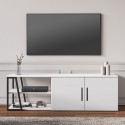 Komoda TV 150 cm nowoczesna do salonu biały połysk czarny 2-drzwiowa Hyeres Katalog