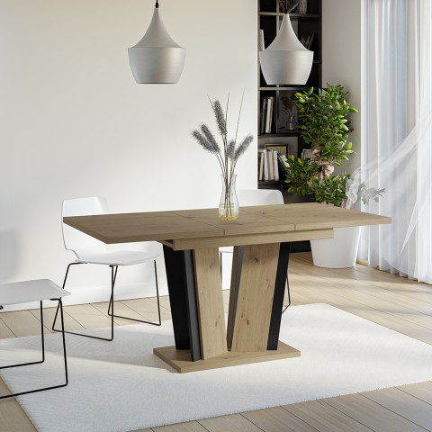 Stół z drewna rozkładany do kuchni 120-160x80cm dąb czarny Doha 2 Promocja