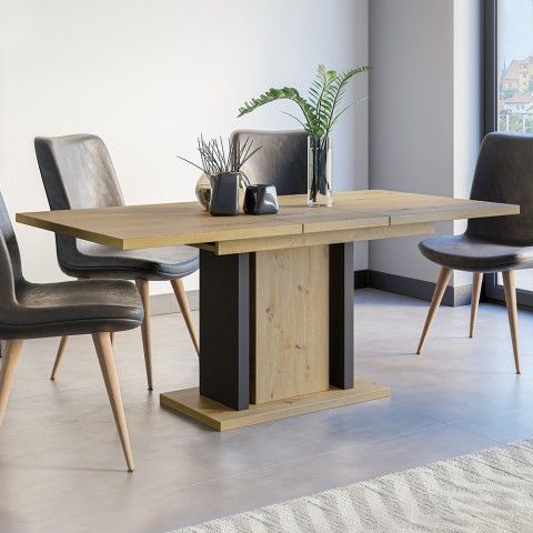 Stół rozkładany z drewna dębowego na 8 miejsc do jadalni 140-180x90cm Drewno Promocja
