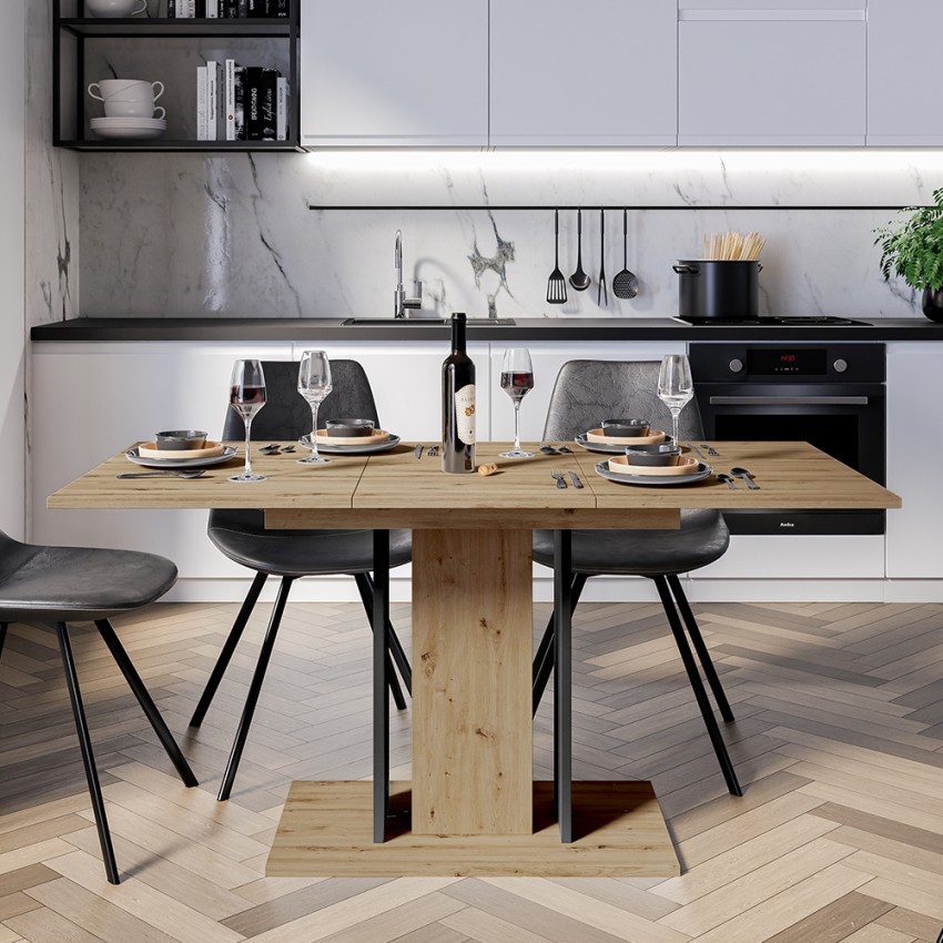 Stół rozkładany do jadalni oszczędzający miejsce 100-140x60cm Czarny Dąb Wood Mini Promocja Stół rozkładany do jadalni oszczędzający miejsce 100-140x60cm Czarny Dąb Wood Mini Promocja