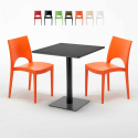 Czarny kwadratowy stolik 70x70 cm z 2 kolorowymi krzesłami Paris Kiwi Rabaty
