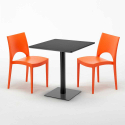 Czarny kwadratowy stolik 70x70 cm z 2 kolorowymi krzesłami Paris Kiwi Koszt
