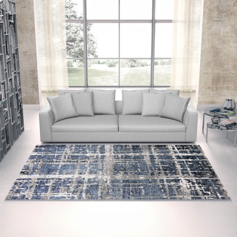 Szaro-niebieski dywan w nowoczesnym stylu krótki włos BLU001 Promocja