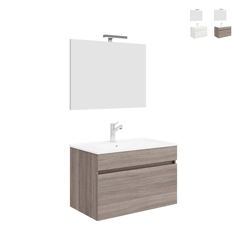 Szafka łazienkowa wisząca z umywalką 80cm z lustrem i lampą LED Bogota 80. Promocja Szafka łazienkowa wisząca z umywalką 80cm z lustrem i lampą LED Bogota 80. Promocja