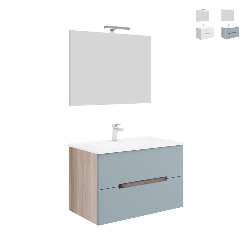 Szafka łazienkowa wisząca z szufladami umywalka 80cm lampa LED Lustro Iris 80 Promocja Szafka łazienkowa wisząca z szufladami umywalka 80cm lampa LED Lustro Iris 80 Promocja