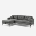 Sofa 3 osobowa narożna z szezlongiem z pojemnikiem szara tapicerka z tkaniny Tangeri Rabaty