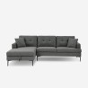 Sofa 3 osobowa narożna z szezlongiem z pojemnikiem szara tapicerka z tkaniny Tangeri Oferta