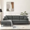 Sofa 3 osobowa narożna z szezlongiem z pojemnikiem szara tapicerka z tkaniny Tangeri Środki