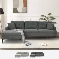Sofa 3 osobowa narożna z szezlongiem z pojemnikiem szara tapicerka z tkaniny Tangeri Promocja