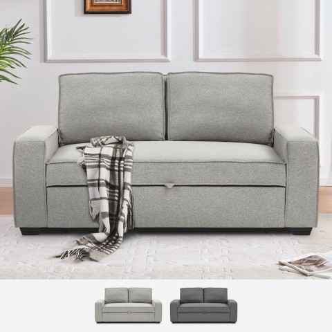 Sofa z wyjmowanym łóżkiem dla 2 osób oszczędzająca przestrzeń w szarym materiale Rabat Promocja