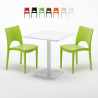 Biały kwadratowy stolik 70x70 cm z 2 kolorowymi krzesłami Paris Meringue Promocja