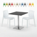 Czarny kwadratowy stolik 70x70 cm z 2 kolorowymi krzesłami Gruvyer Rum Raisin Oferta