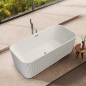 Wolnostojąca wanna prostokątna biała ryflowana 170x75cm Lemno Promocja