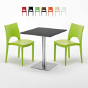 Czarny kwadratowy stolik 70x70 cm z 2 kolorowymi krzesłami Paris Rum Raisin Katalog