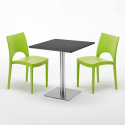 Czarny kwadratowy stolik 70x70 cm z 2 kolorowymi krzesłami Paris Rum Raisin Zakup