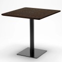 Zestaw stolik kawowy drewno metal Horeca 90x90cm 4 krzesła Dustin 