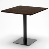 Zestaw stolik kawowy drewno metal Horeca 90x90cm 4 krzesła Dustin 