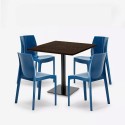 Zestaw stolik kawowy drewno metal Horeca 90x90cm 4 krzesła Yanez 