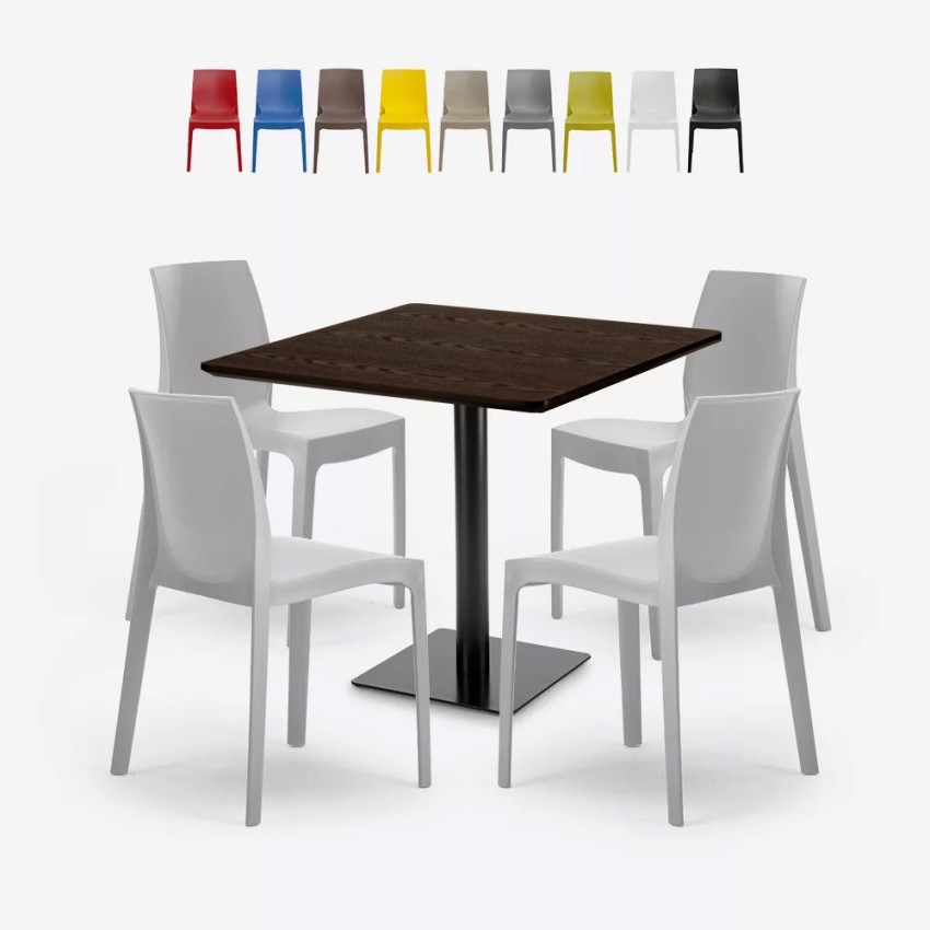 Zestaw stół Horeca 90x90cm i 4 krzesła barowe do resturacji Jasper Model Zestaw stół Horeca 90x90cm i 4 krzesła barowe do resturacji Jasper Model