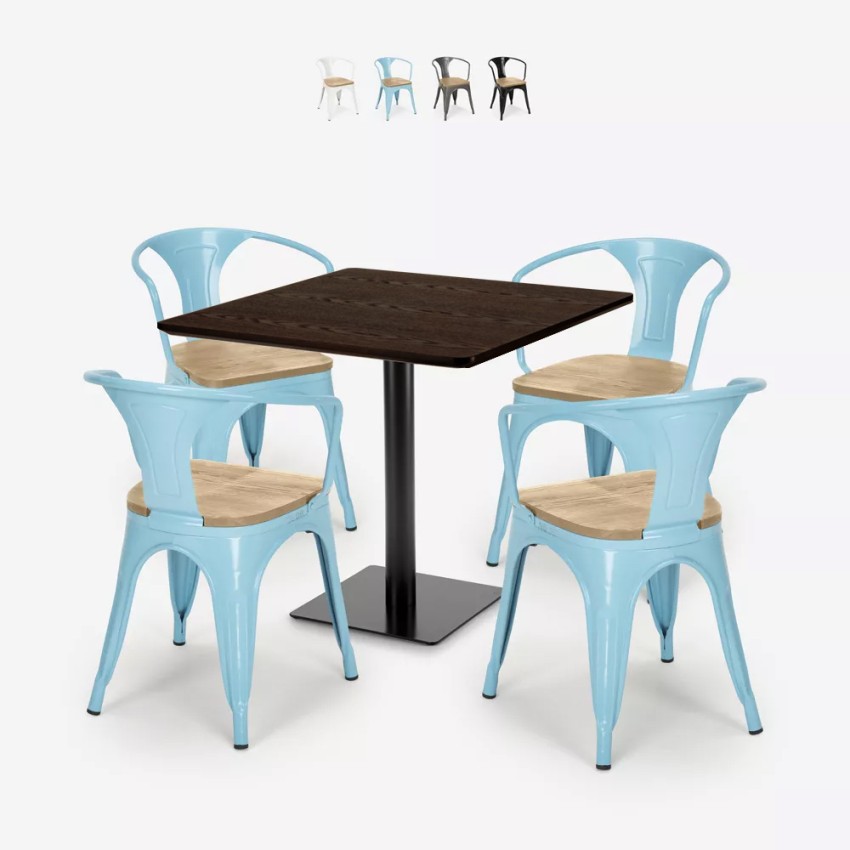 zestaw horeca stolik kawowy 90x90cm i 4 krzesła barowe dunmore Sprzedaż