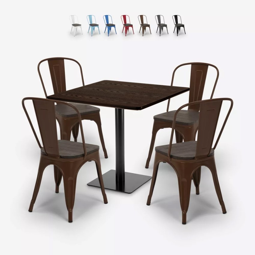 horeca zestaw drewniany metalowy stół barowy 90x90cm 4 krzesła edgar Środki horeca zestaw drewniany metalowy stół barowy 90x90cm 4 krzesła edgar Środki