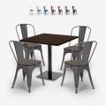 horeca zestaw drewniany metalowy stół barowy 90x90cm 4 krzesła edgar Promocja
