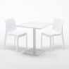 Biały kwadratowy stolik 70x70 cm z 2 kolorowymi krzesłami Ice Meringue Środki