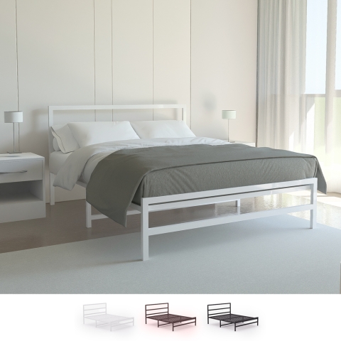 Podwojne metalowe łóżko z podstawą listwową 160x200 Skjern Promocja