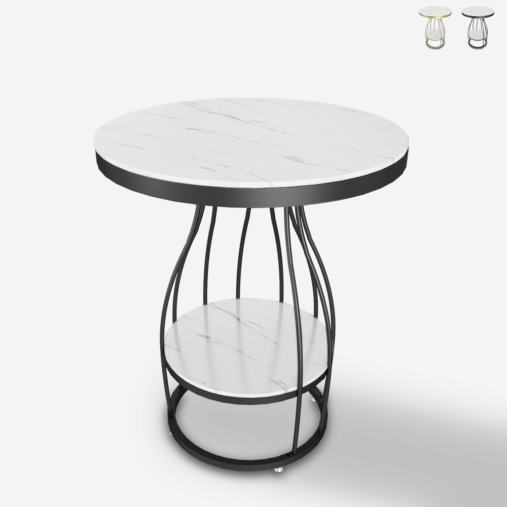 Stolik kawowy okrągły 50x63cm złoto-czarny metal i marmur Neep XL Promocja Stolik kawowy okrągły 50x63cm złoto-czarny metal i marmur Neep XL Promocja