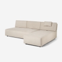 Sofa 3-osobowa narożna beżowa z dwustronnym szezlongiem Mozy Model
