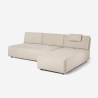 Sofa 3-osobowa narożna beżowa z dwustronnym szezlongiem Mozy Model