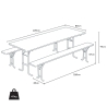 10 szt zestaw drewnianych mebli ogrodowych 220 x 80 cm Stan Magazynowy