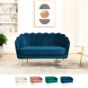 Sofa muszelka 2-osobowa z aksamitu w stylu vintage złote nogi Balos Katalog